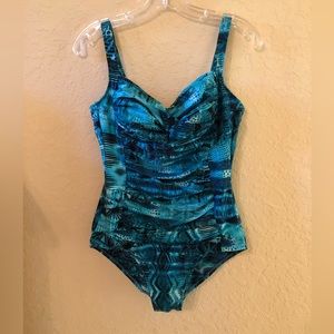 Miraclesuit 1-piece teal swimsuit in excellent condition